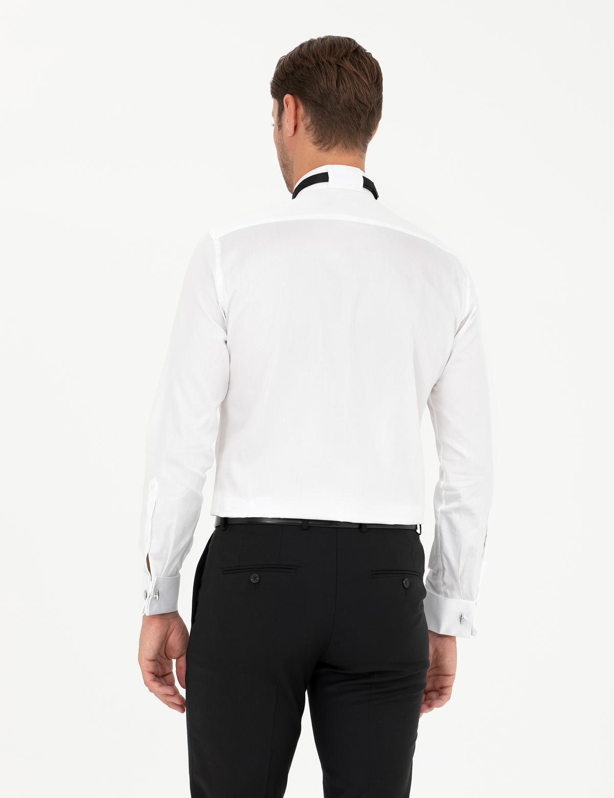 Beyaz Slim Fit Smokin Gömlek - 50277129007