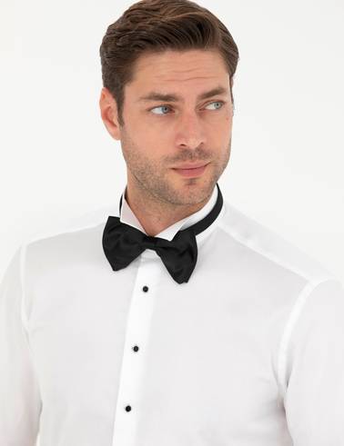 Beyaz Slim Fit Smokin Gömlek
