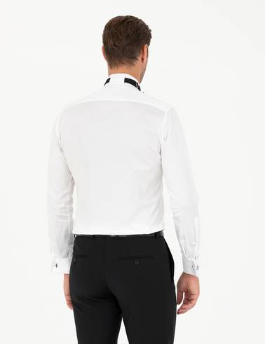 Beyaz Ex. Slim Fit Smokin Gömlek