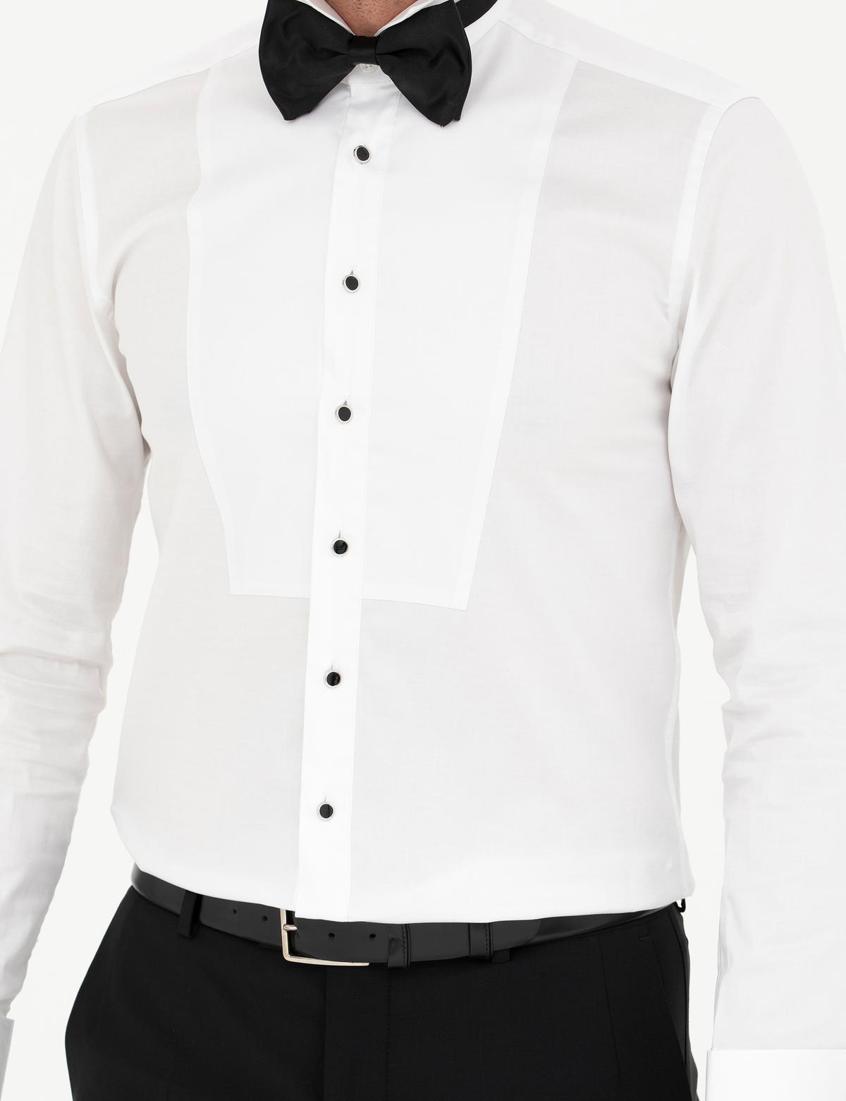 Beyaz Ex. Slim Fit Smokin Gömlek - 50277142001