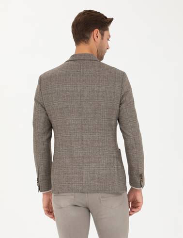 Açık Kahverengi Slim Fit Yün Kaşmir Karışımlı Ceket