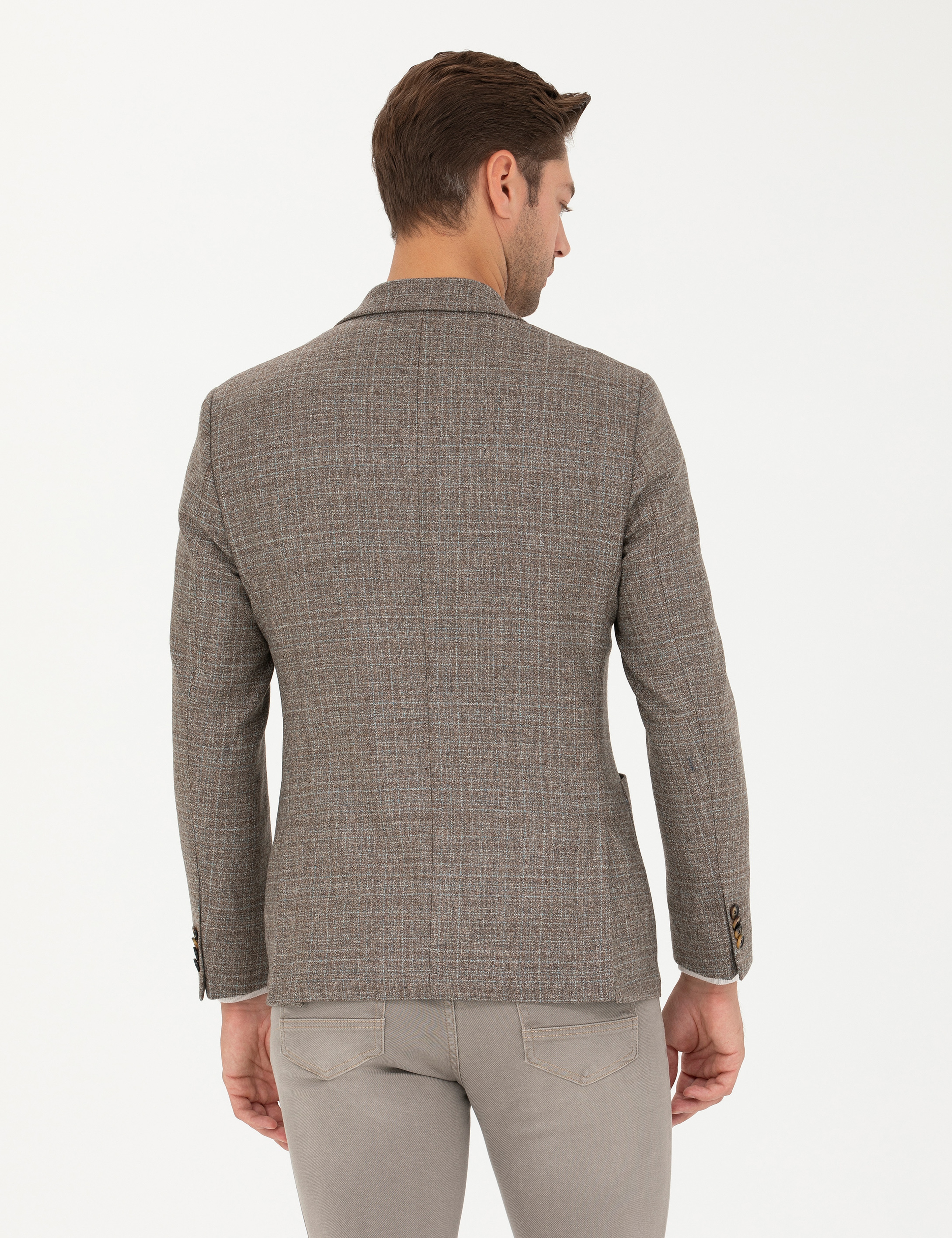 Açık Kahverengi Slim Fit Yün Kaşmir Karışımlı Ceket