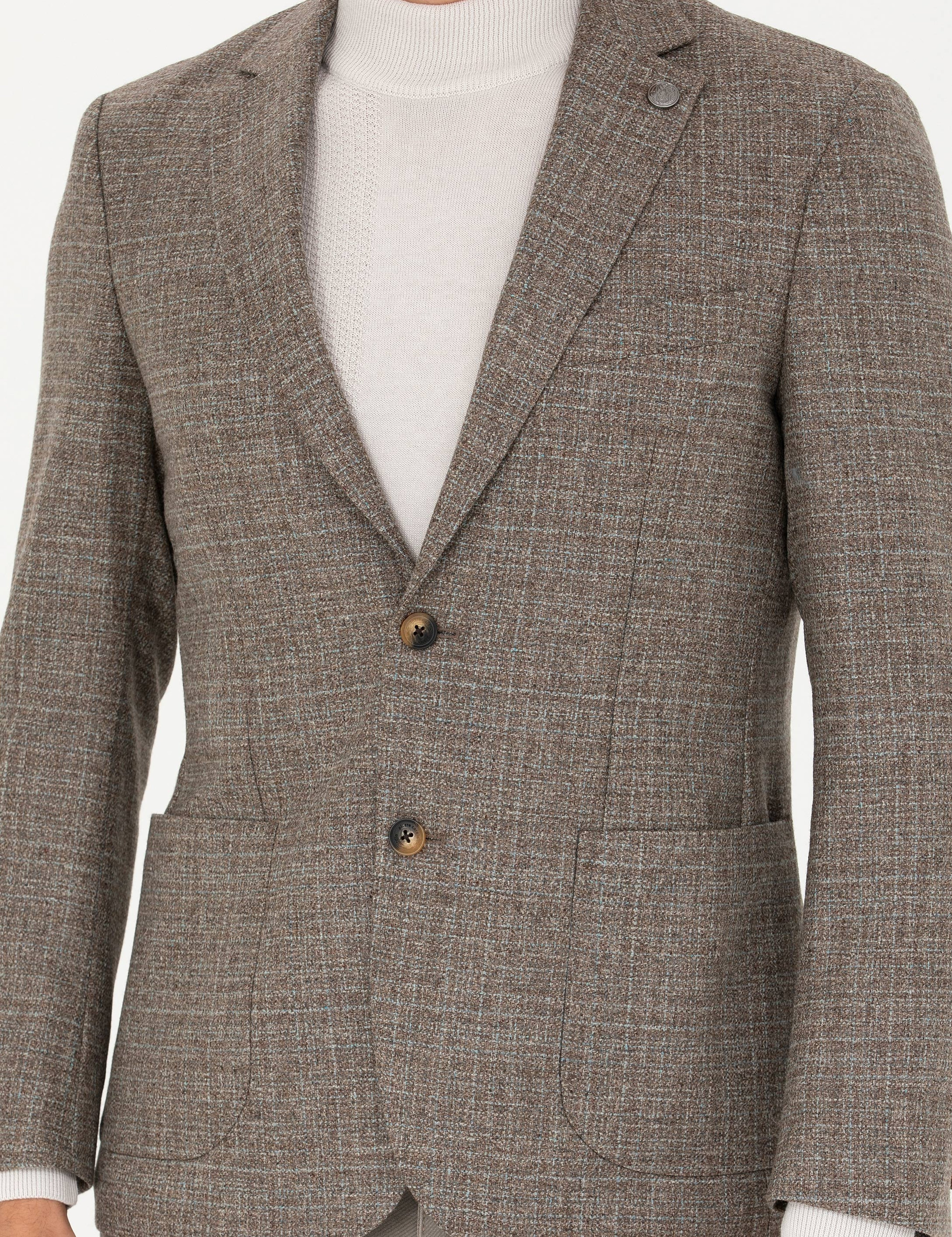 Açık Kahverengi Slim Fit Yün Kaşmir Karışımlı Ceket - Image 6