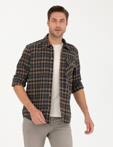 Kahverengi Comfort Fit Gömlek Ceket - 50274654014