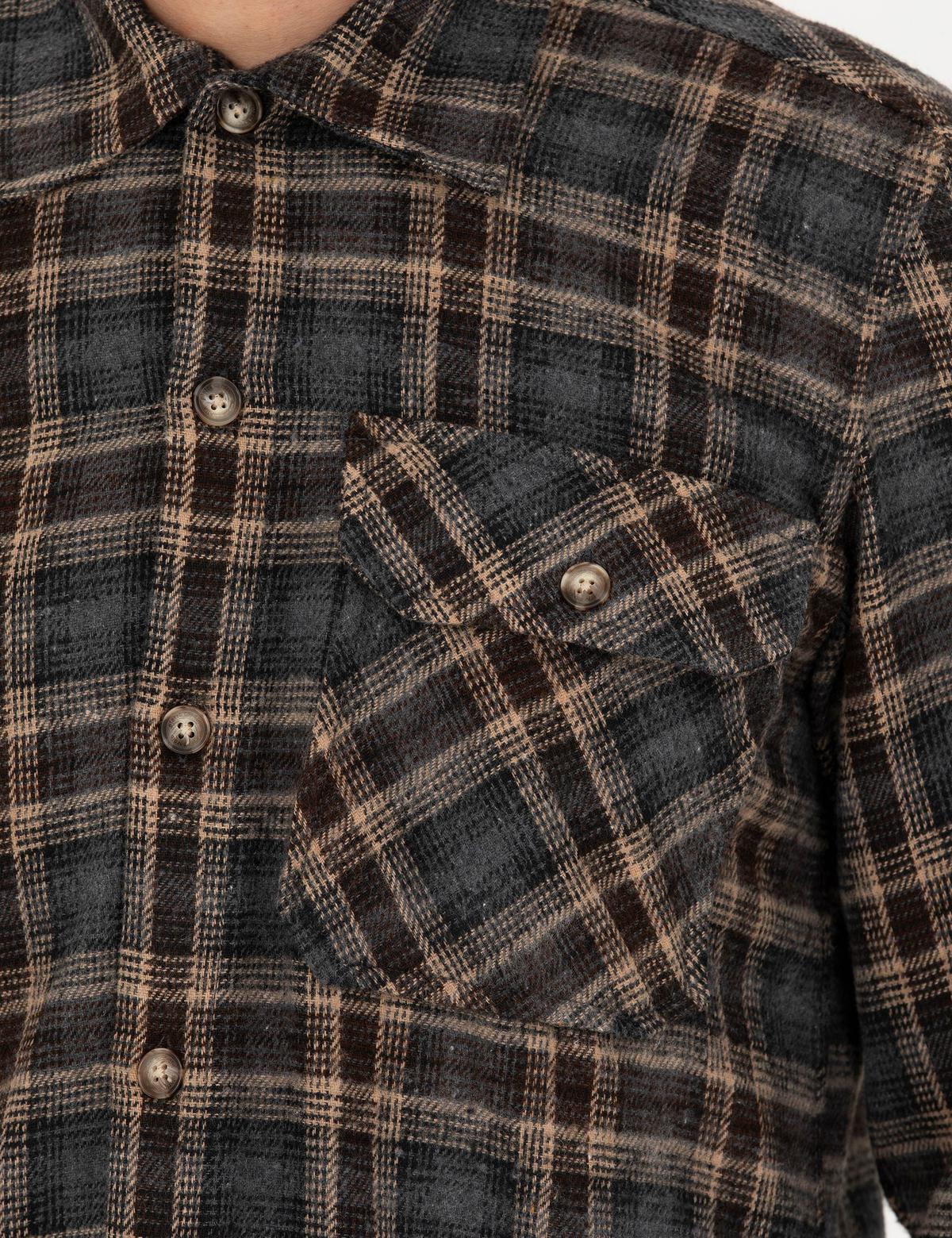 Kahverengi Comfort Fit Gömlek Ceket - 50274654014