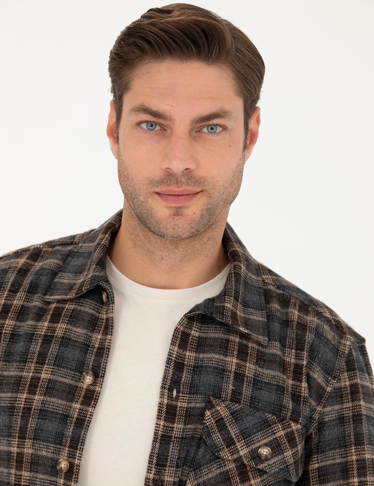 Kahverengi Comfort Fit Gömlek Ceket - 50274654014