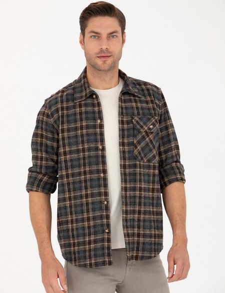 Kahverengi Comfort Fit Gömlek Ceket - 50274654014