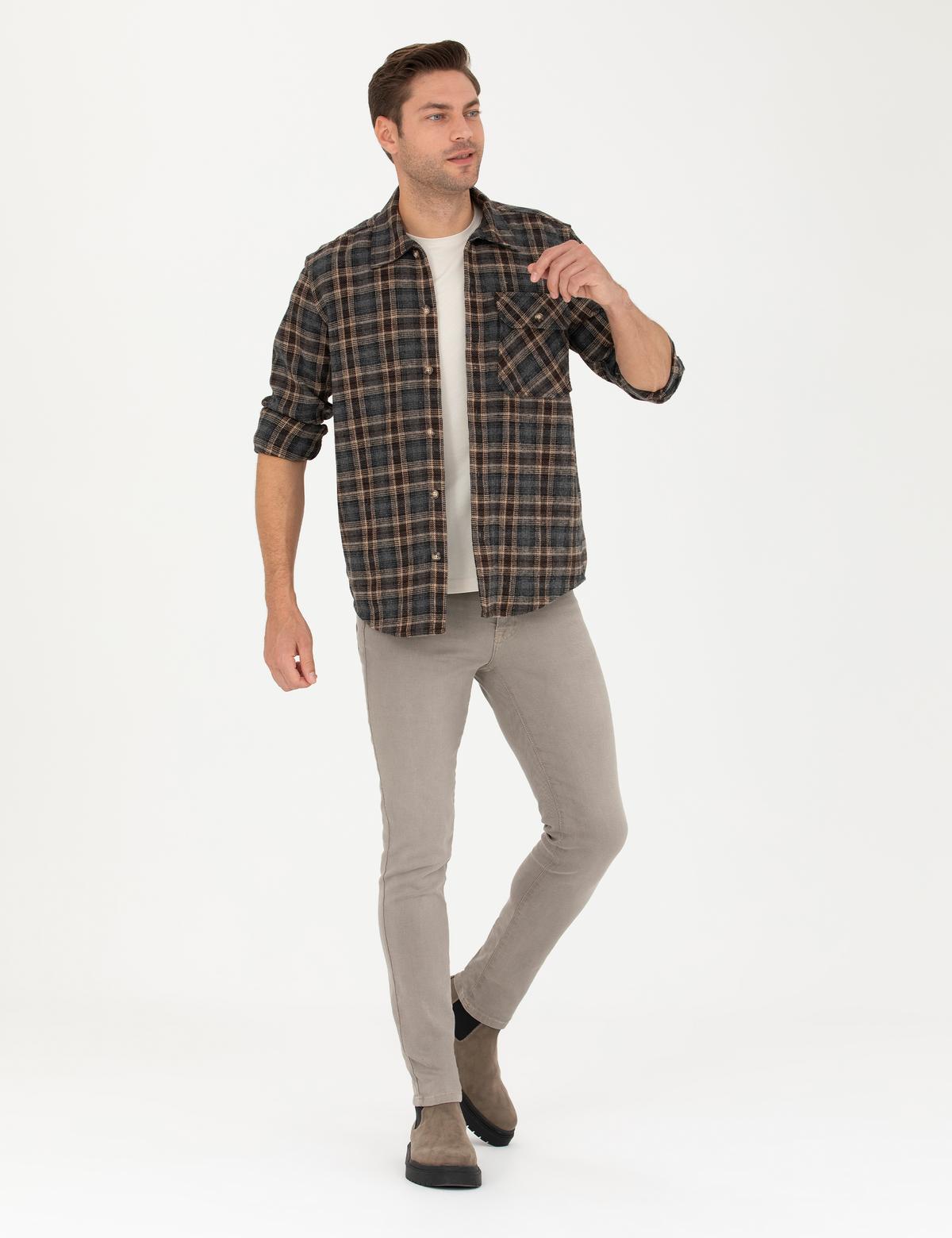 Kahverengi Comfort Fit Gömlek Ceket - 50274654014