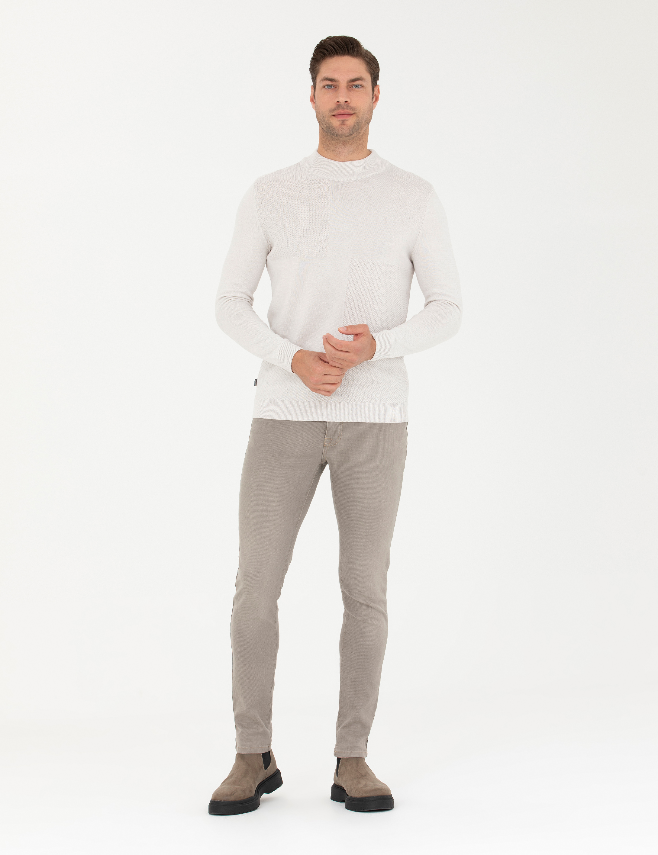 Taş Slim Fit Yarım Balıkçı Yaka Triko Kazak