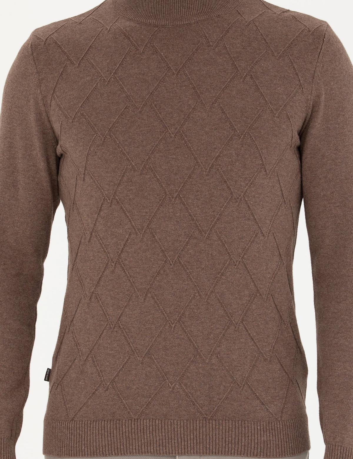 Camel Melanj Slim Fit Yarım Balıkçı Yaka Triko Kazak - 50281852001