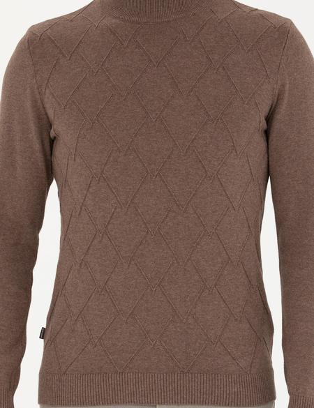 Camel Melanj Slim Fit Yarım Balıkçı Yaka Triko Kazak - 50281852001