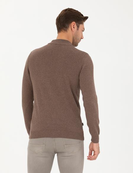 Camel Melanj Slim Fit Yarım Balıkçı Yaka Triko Kazak - 50281852001