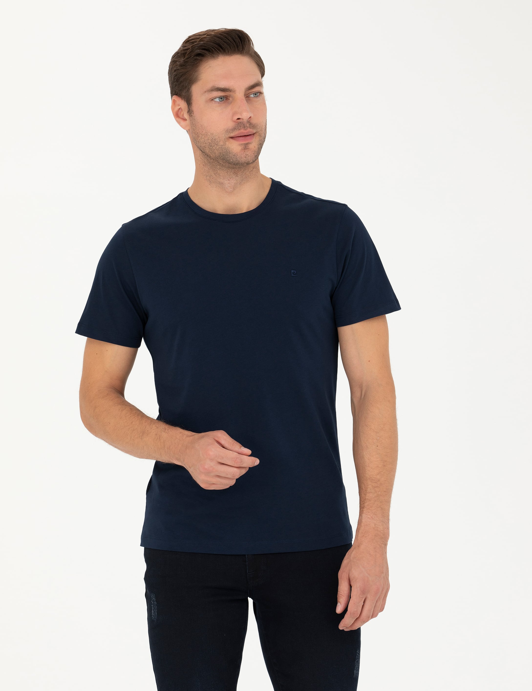 Lacivert Slim Fit Basic Tişört - Image 1