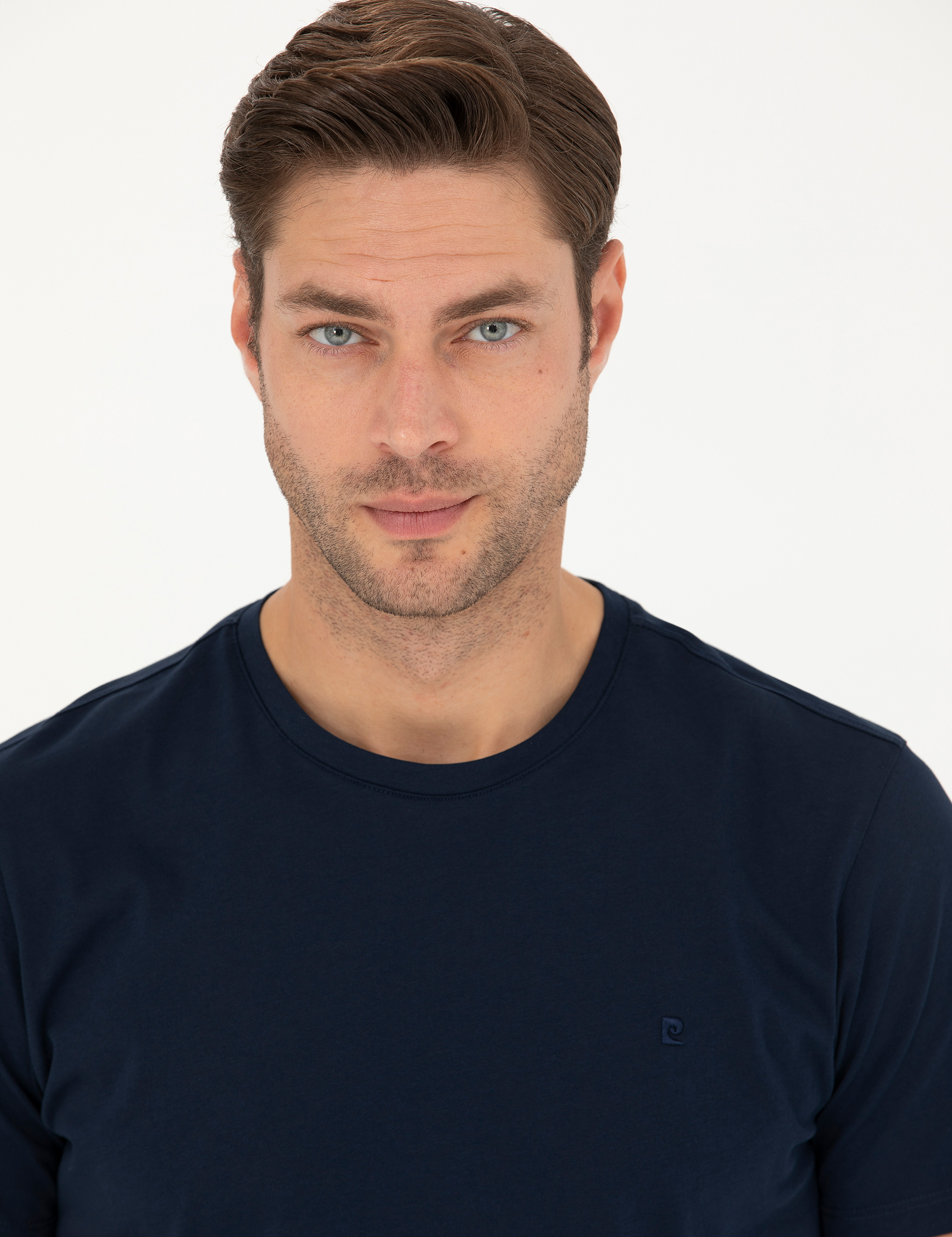 Lacivert Slim Fit Basic Tişört - Image 2