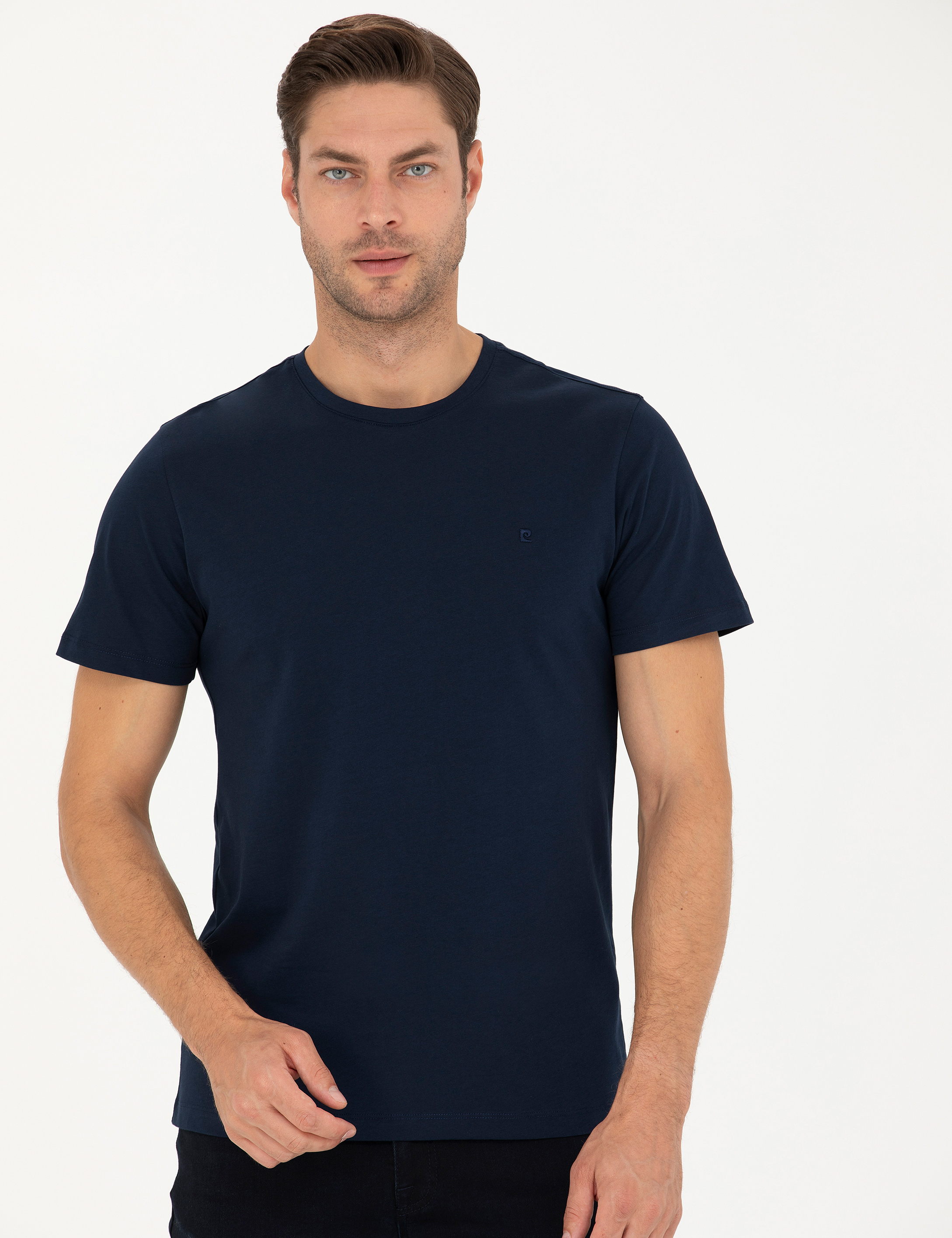 Lacivert Slim Fit Basic Tişört - Image 3