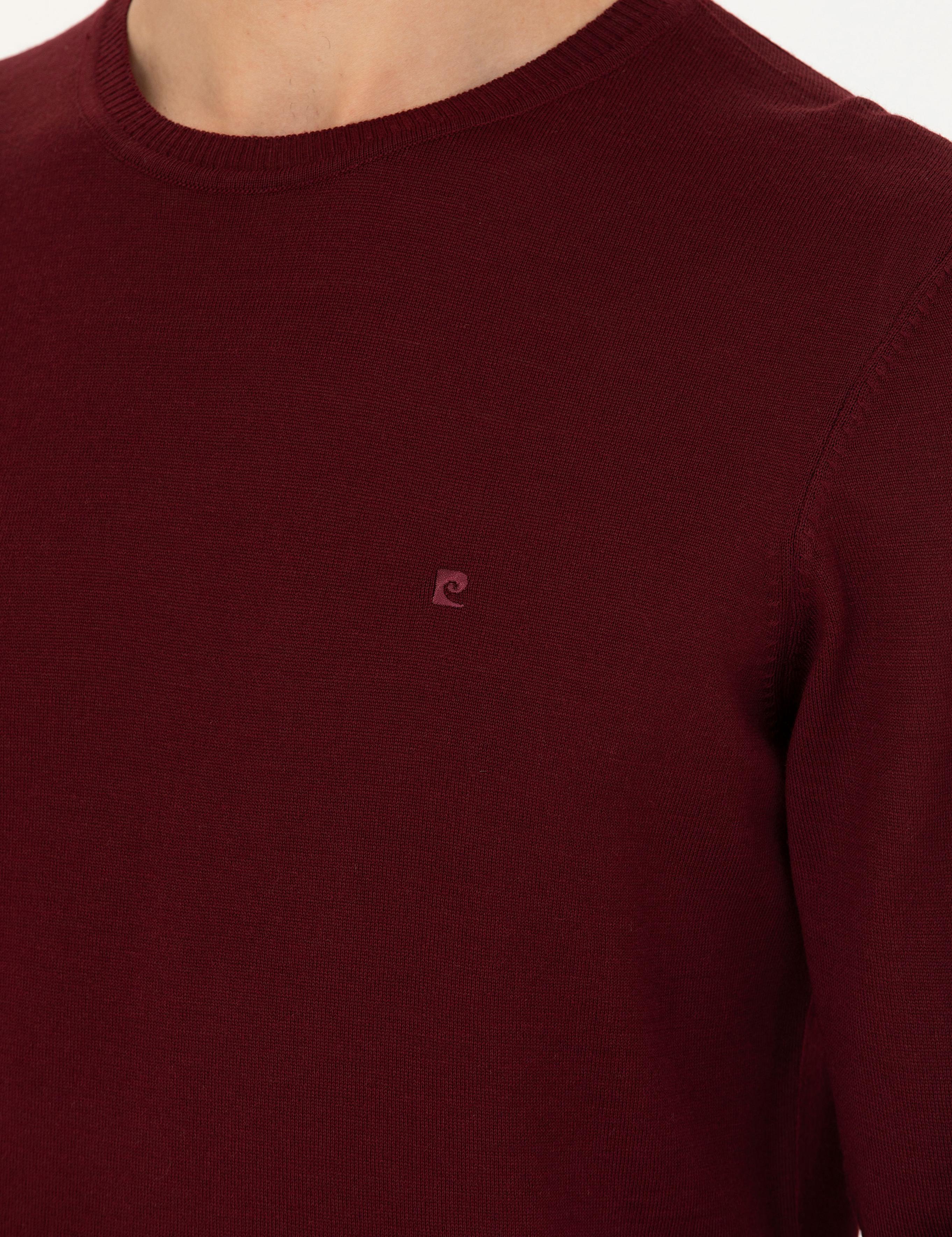 Kırmızı Slim Fit Bisiklet Yaka Yün Karışımlı Basic Triko Kazak