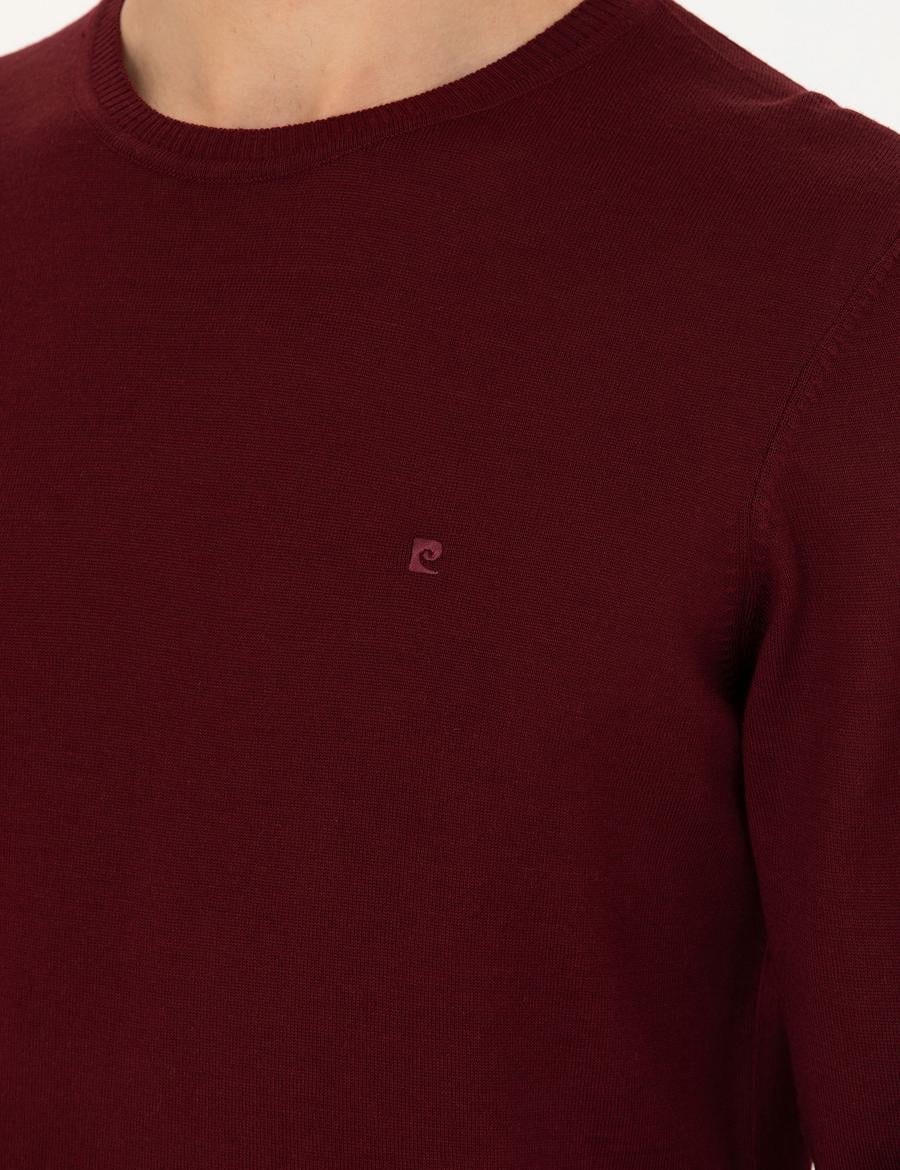 Kırmızı Slim Fit Bisiklet Yaka Yün Karışımlı Basic Triko Kazak