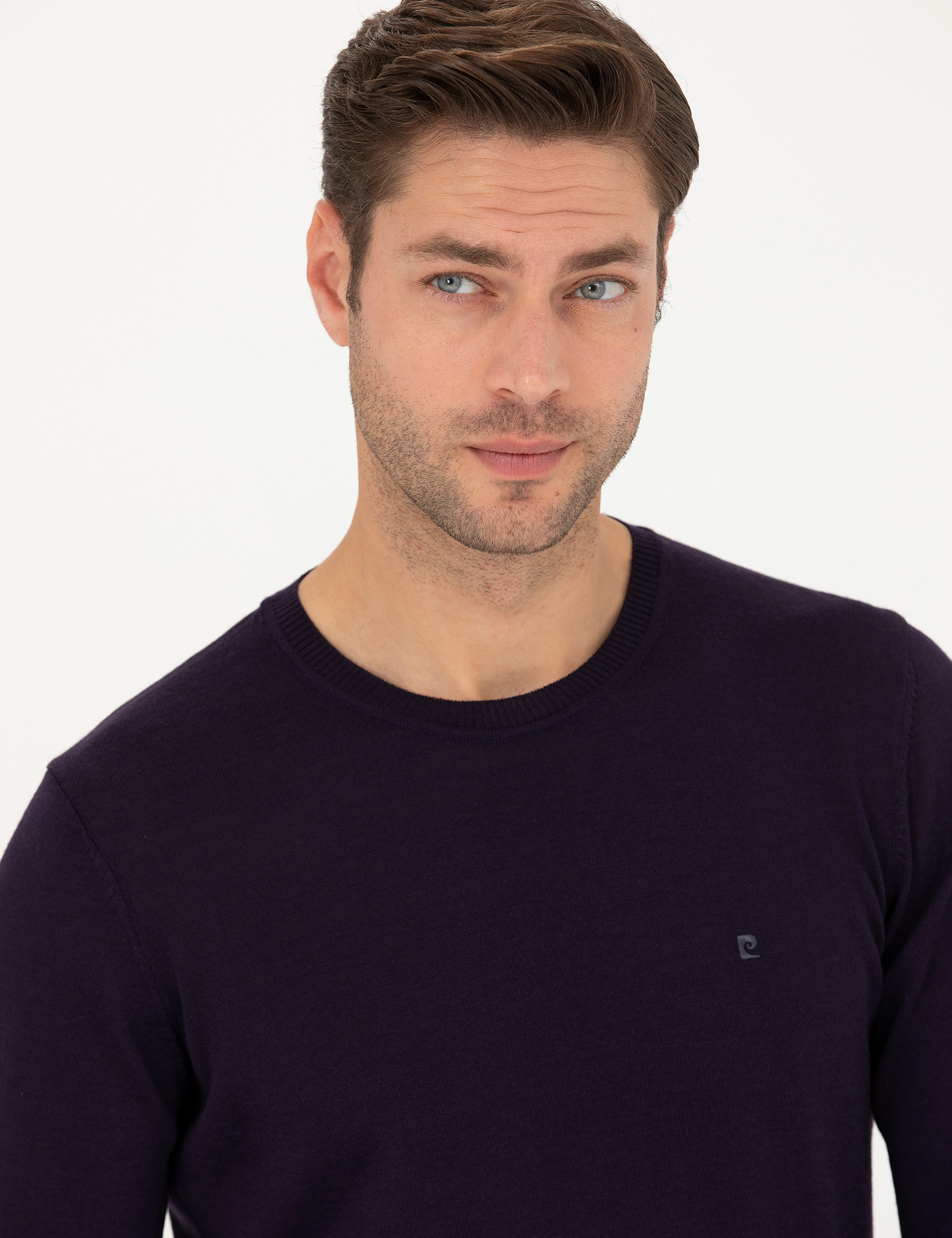 Pierre Cardin Mor Slim Fit Bisiklet Yaka Yün Karışımlı Basic Triko Kazak görsel 2