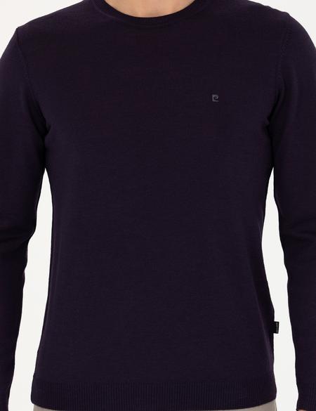 Mor Slim Fit Bisiklet Yaka Yün Karışımlı Basic Triko Kazak - 50270054128