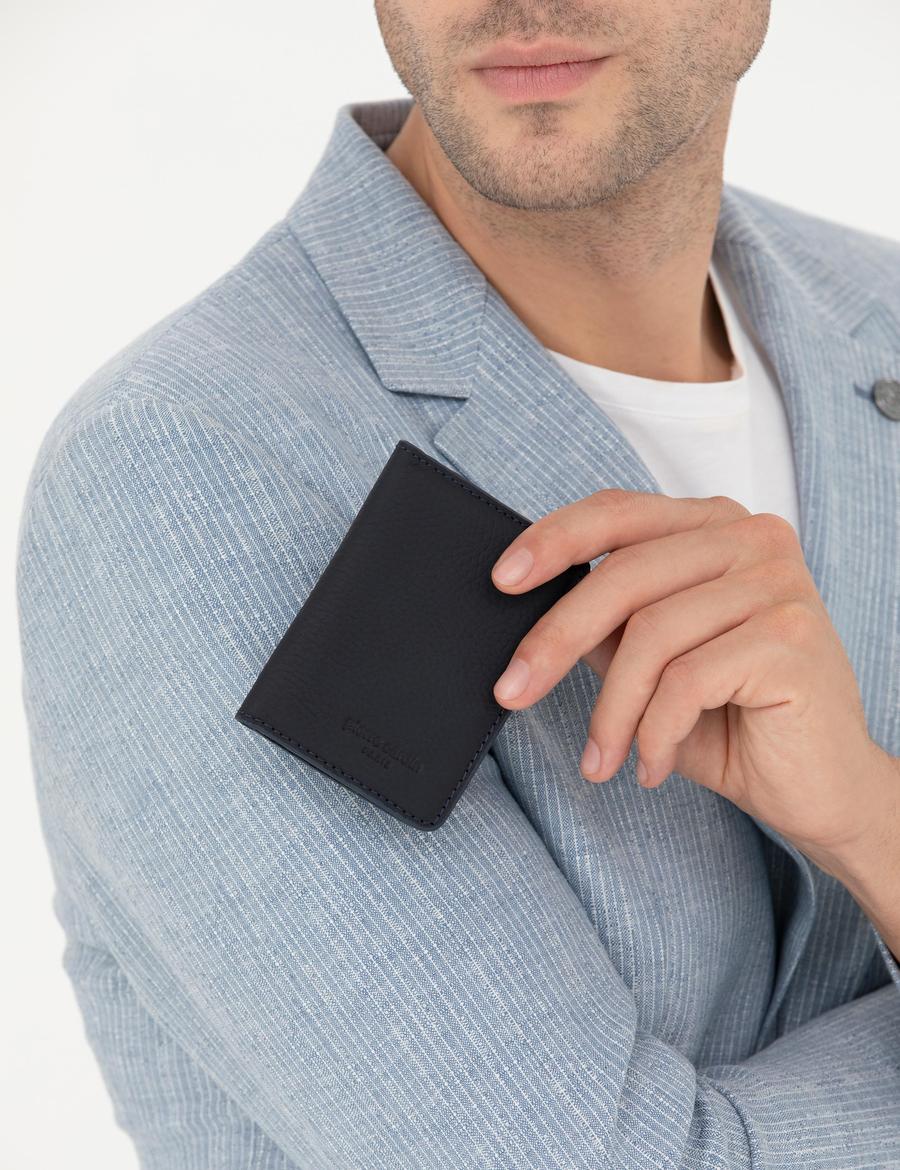 Erkek Lacivert Deri Kartlık