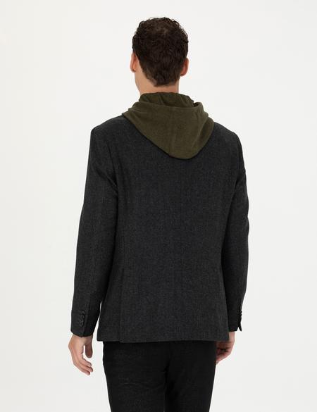 Antrasit Slim Fit Yün Karışımlı Ceket - 50276921104