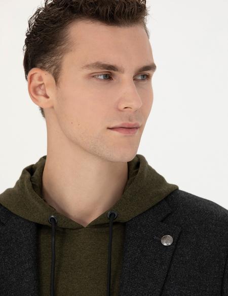 Antrasit Slim Fit Yün Karışımlı Ceket - 50276921104