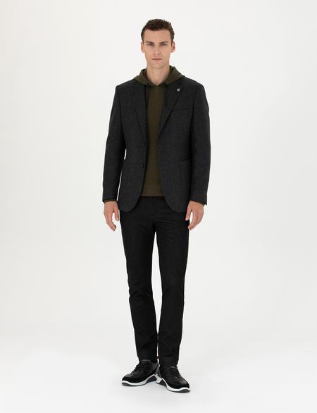 Antrasit Slim Fit Yün Karışımlı Ceket - 50276921104