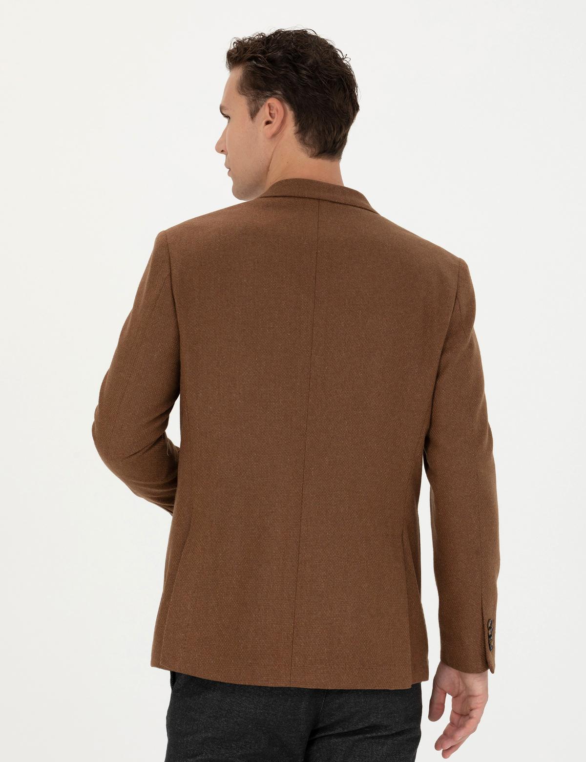 Kiremit Slim Fit Yün Karışımlı Ceket - 50276921170