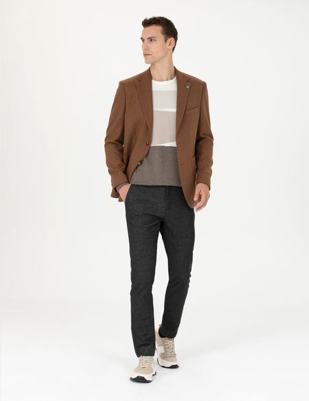 Kiremit Slim Fit Yün Karışımlı Ceket - 50276921170