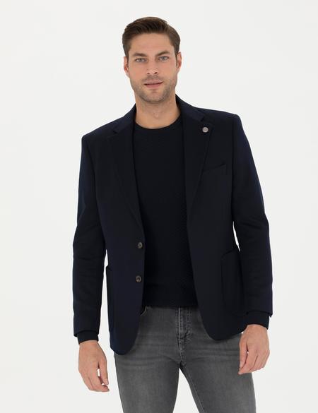 lacivert Slim Fit Kaşmir Ceket - 50279871017