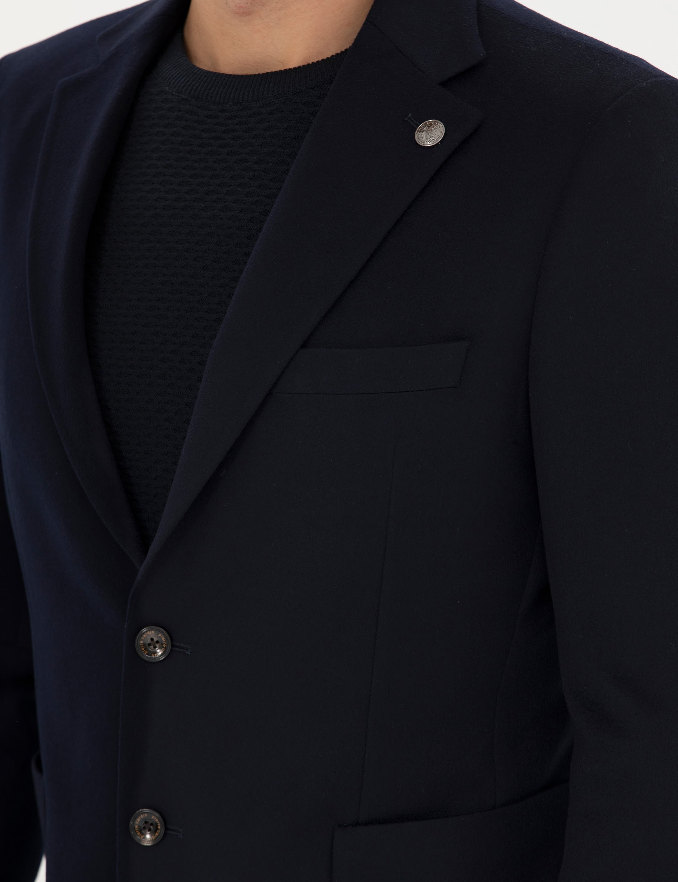 lacivert Slim Fit Kaşmir Ceket
