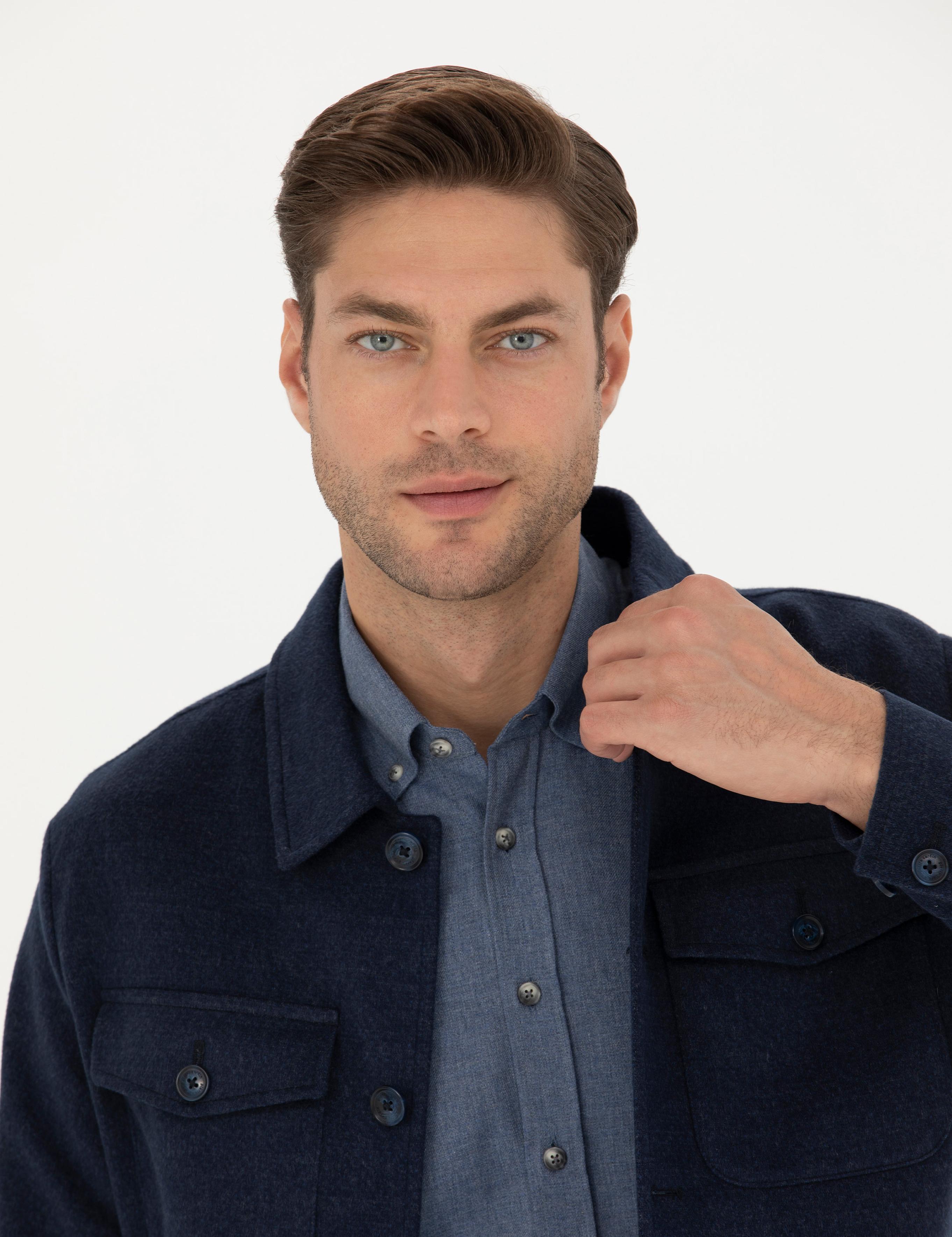 Lacivert Regular Fit Gömlek Ceket