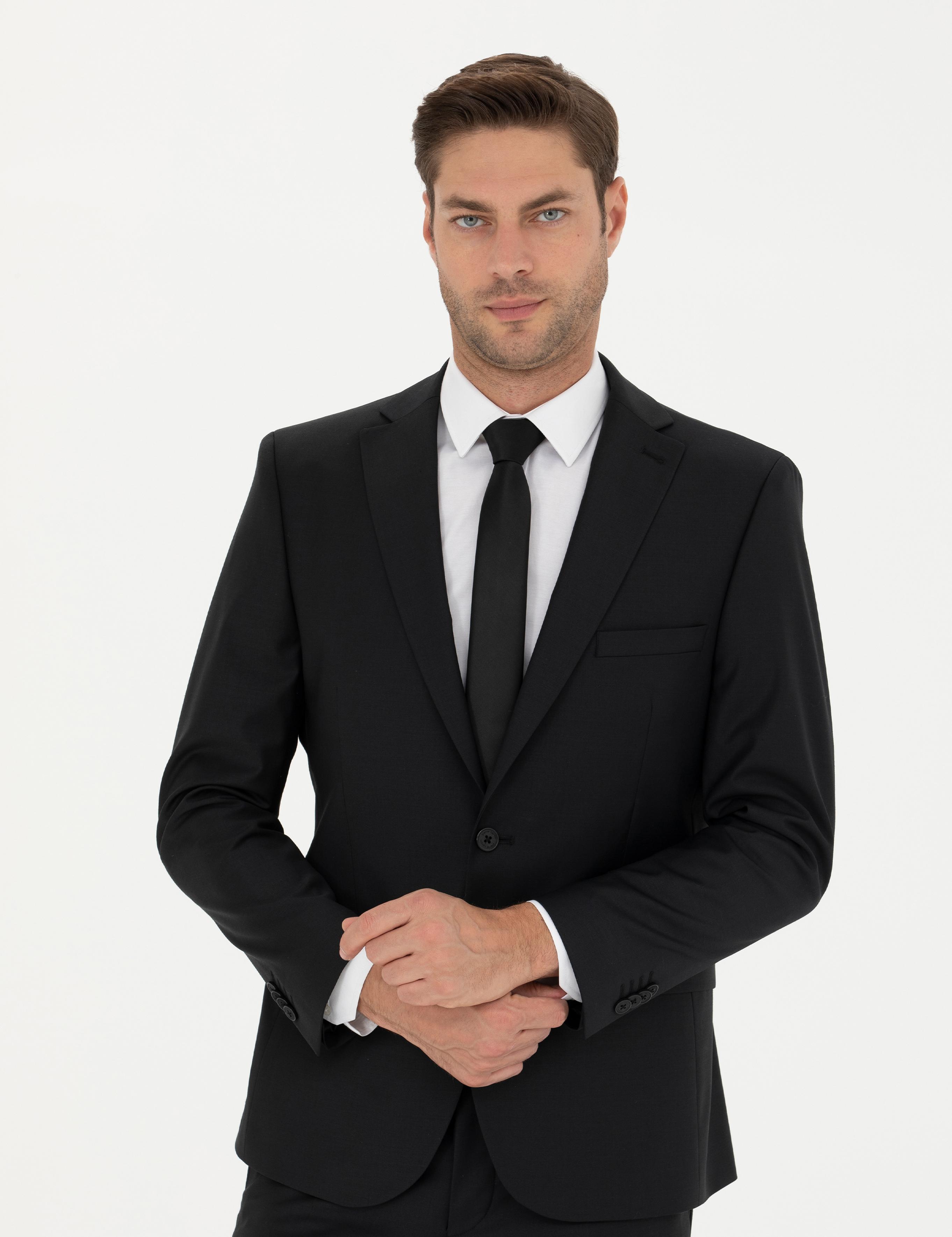 Siyah Slim Fit Takım Elbise