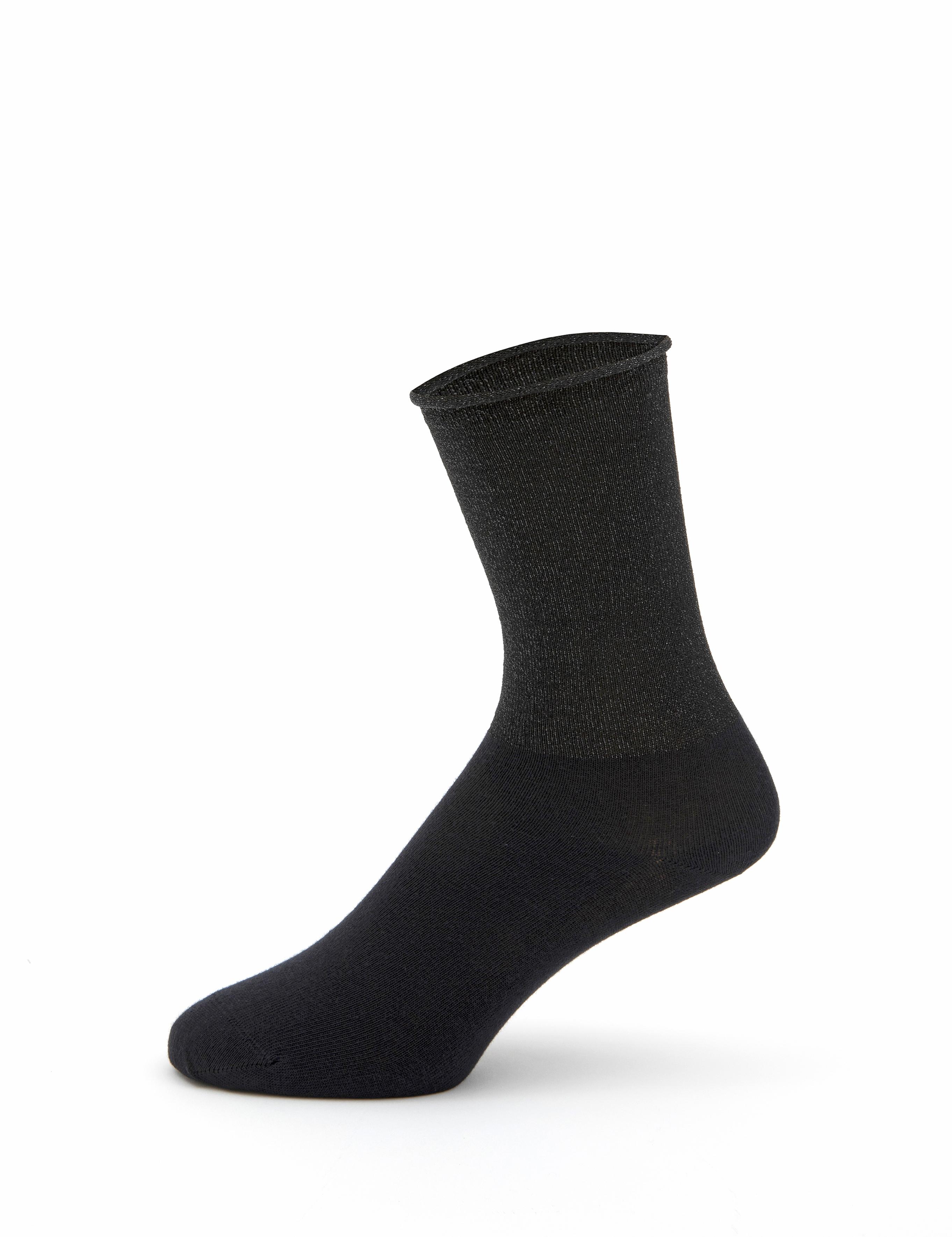 Kadın Siyah Simli Soket Çorap