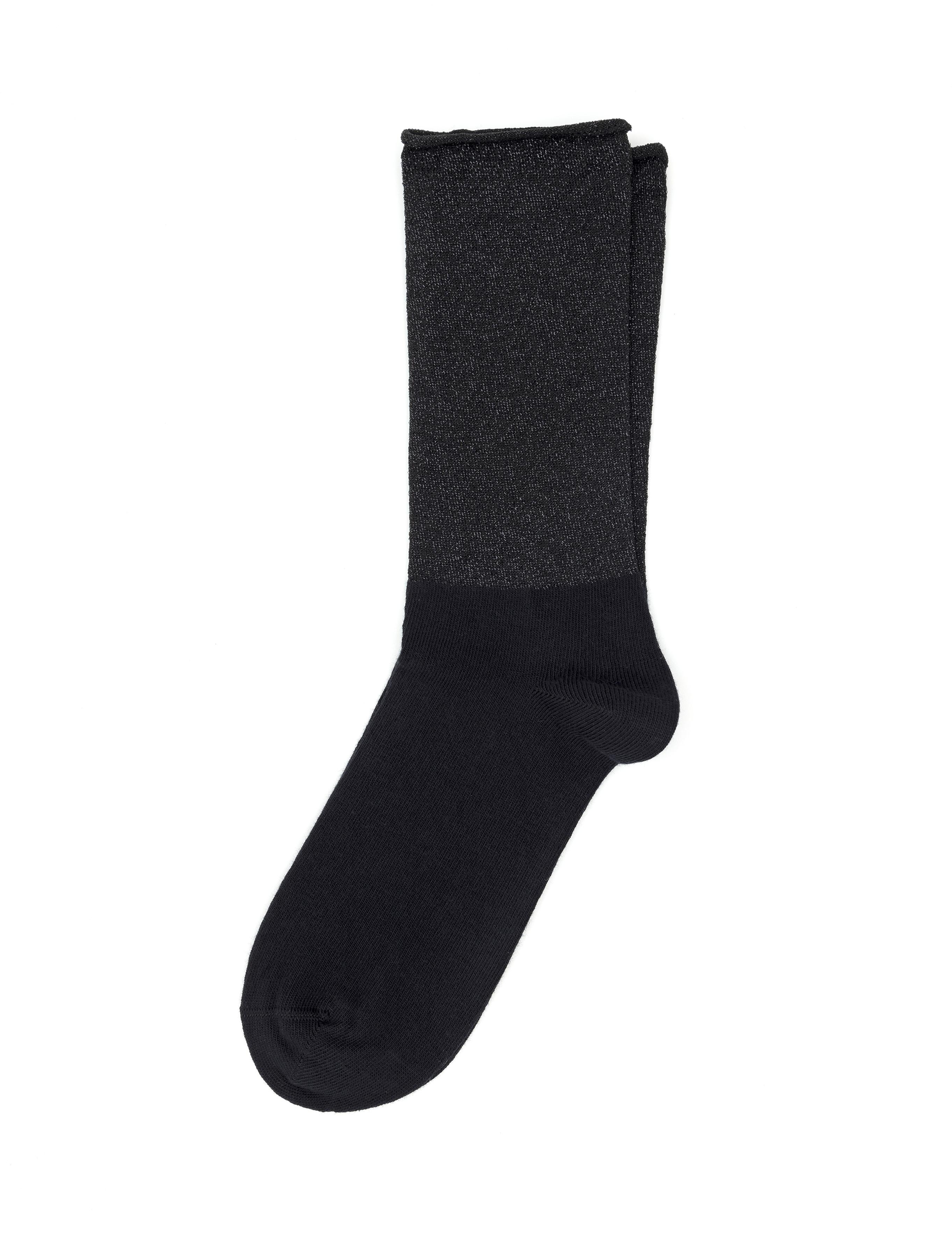 Kadın Siyah Simli Soket Çorap