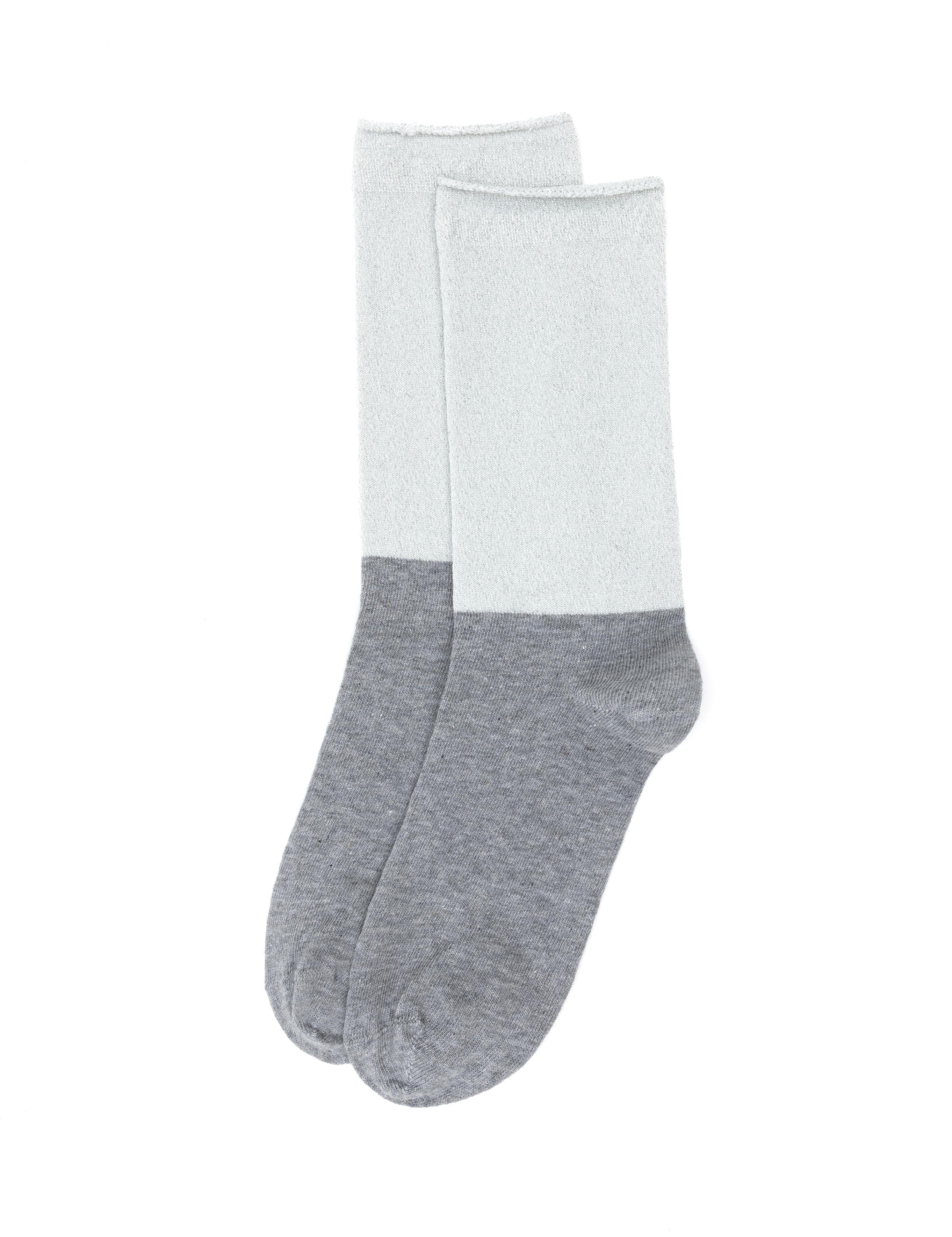 Kadın Gri Simli Soket Çorap
