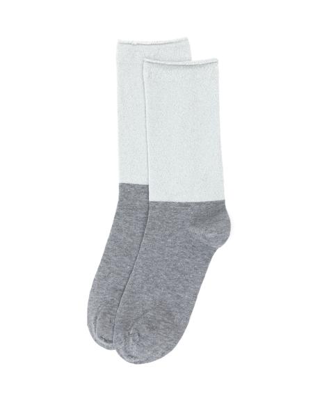 Kadın Gri Simli Soket Çorap - 50287206005