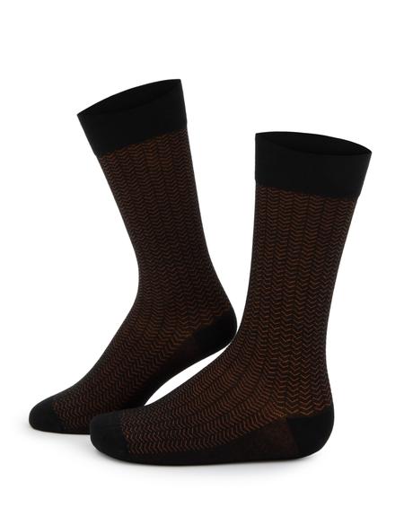 Erkek Bambu Karışımlı Siyah Soket Desenli Çorap - 50280858001
