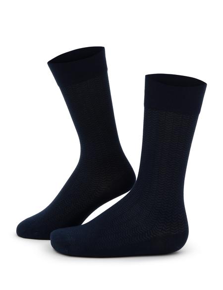 Erkek Bambu Karışımlı Lacivert Soket Desenli Çorap - 50280858003