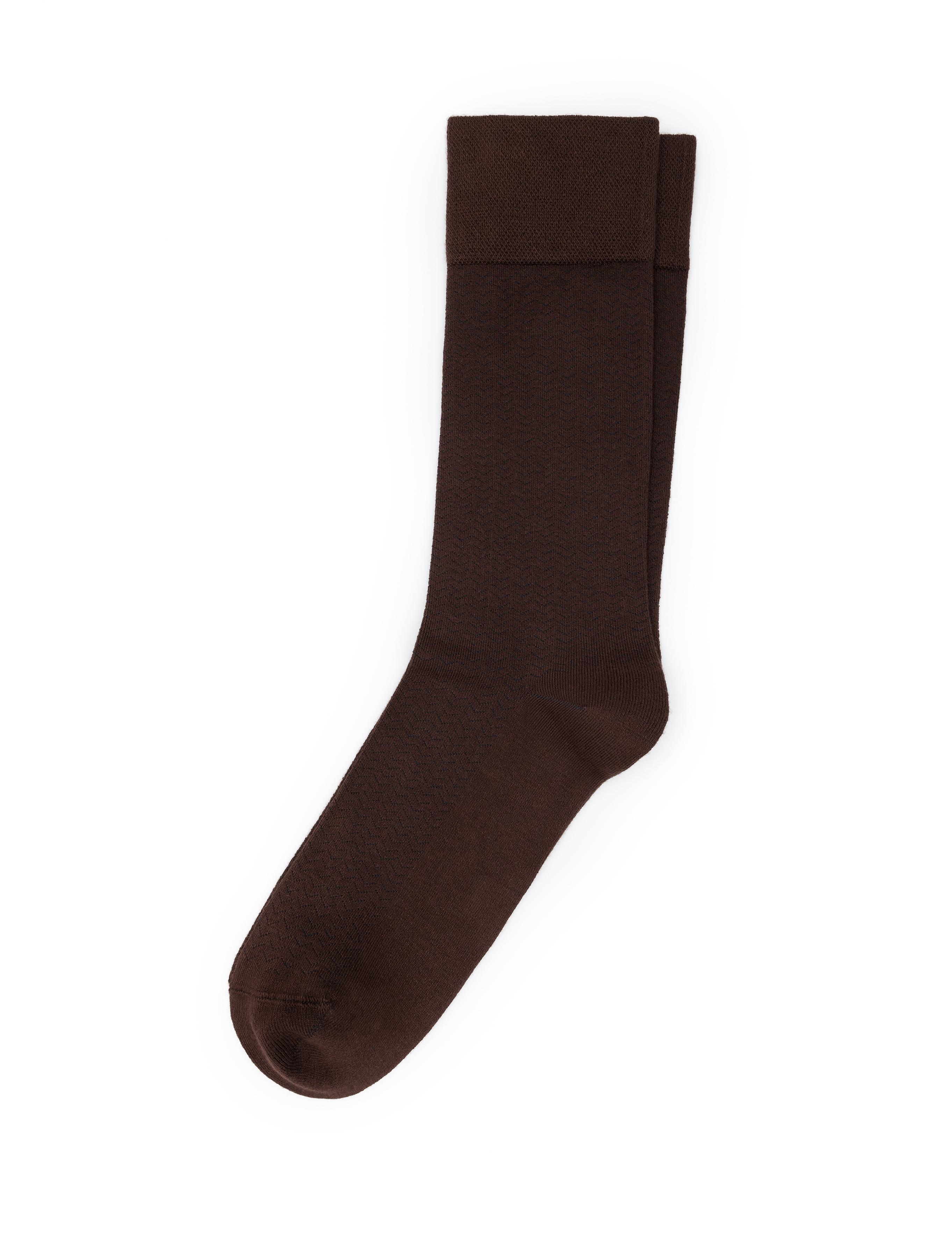 Erkek Bambu Karışımlı Kahverengi Soket Desenli Çorap