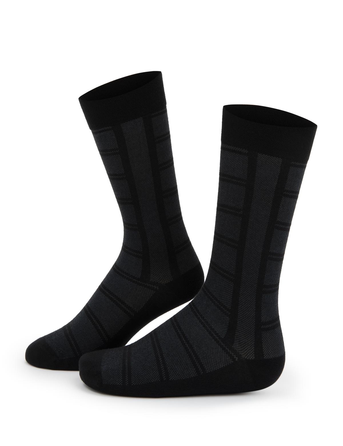 Erkek Bambu Karışımlı Antrasit Soket Desenli Çorap