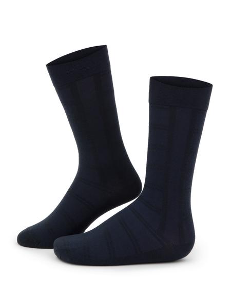 Erkek Bambu Karışımlı Lacivert Soket Desenli Çorap - 50280820002