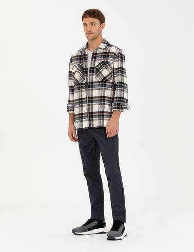 Lacivert Slim Fit Kanvas Pantolon