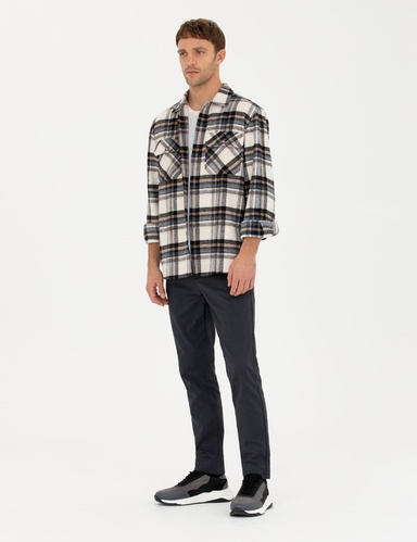 Lacivert Slim Fit Kanvas Pantolon