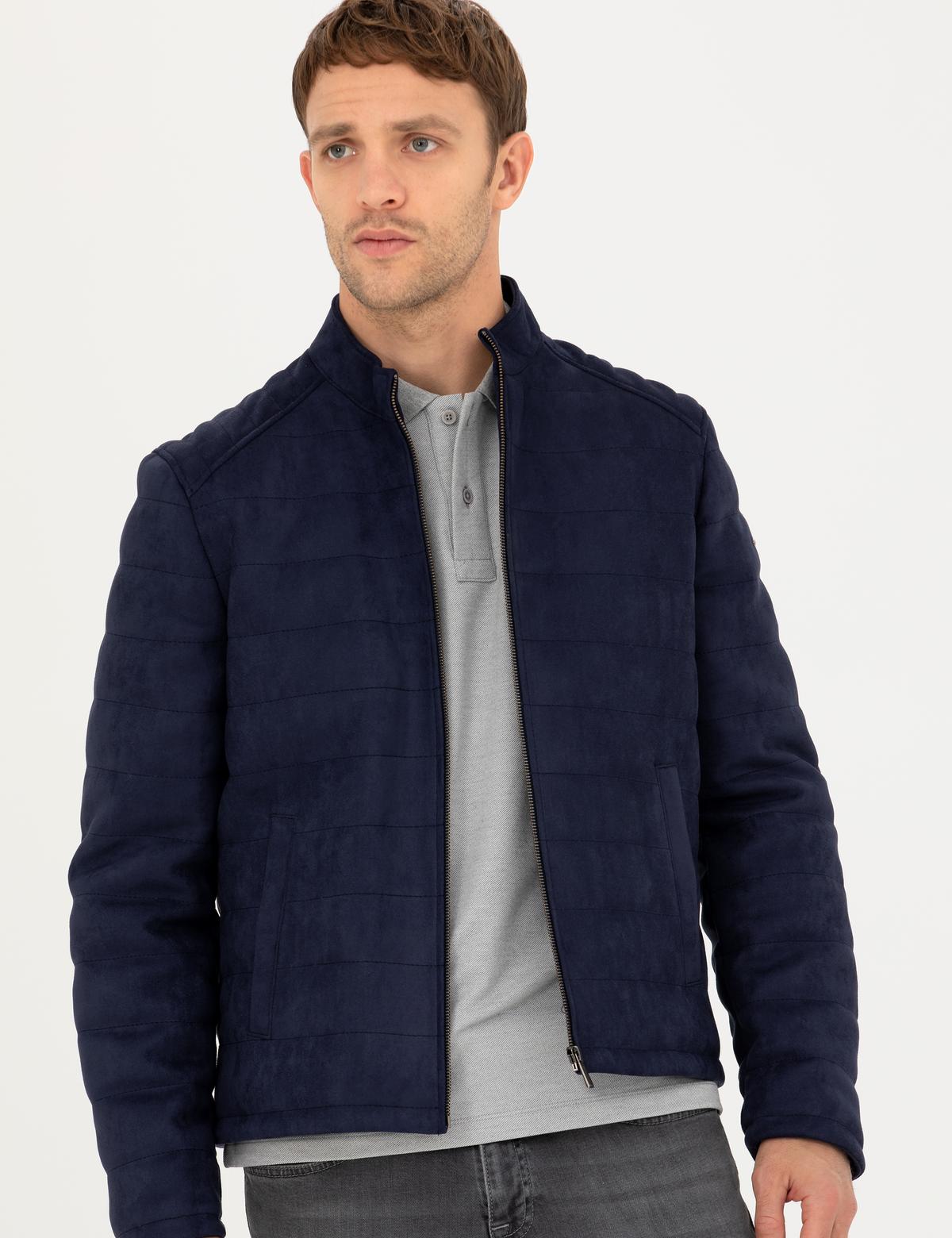 Lacivert Deri Ceket - 50282843001