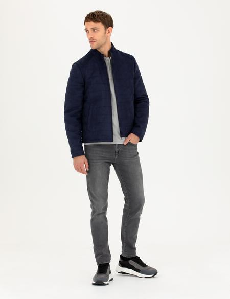 Lacivert Deri Ceket - 50282843001