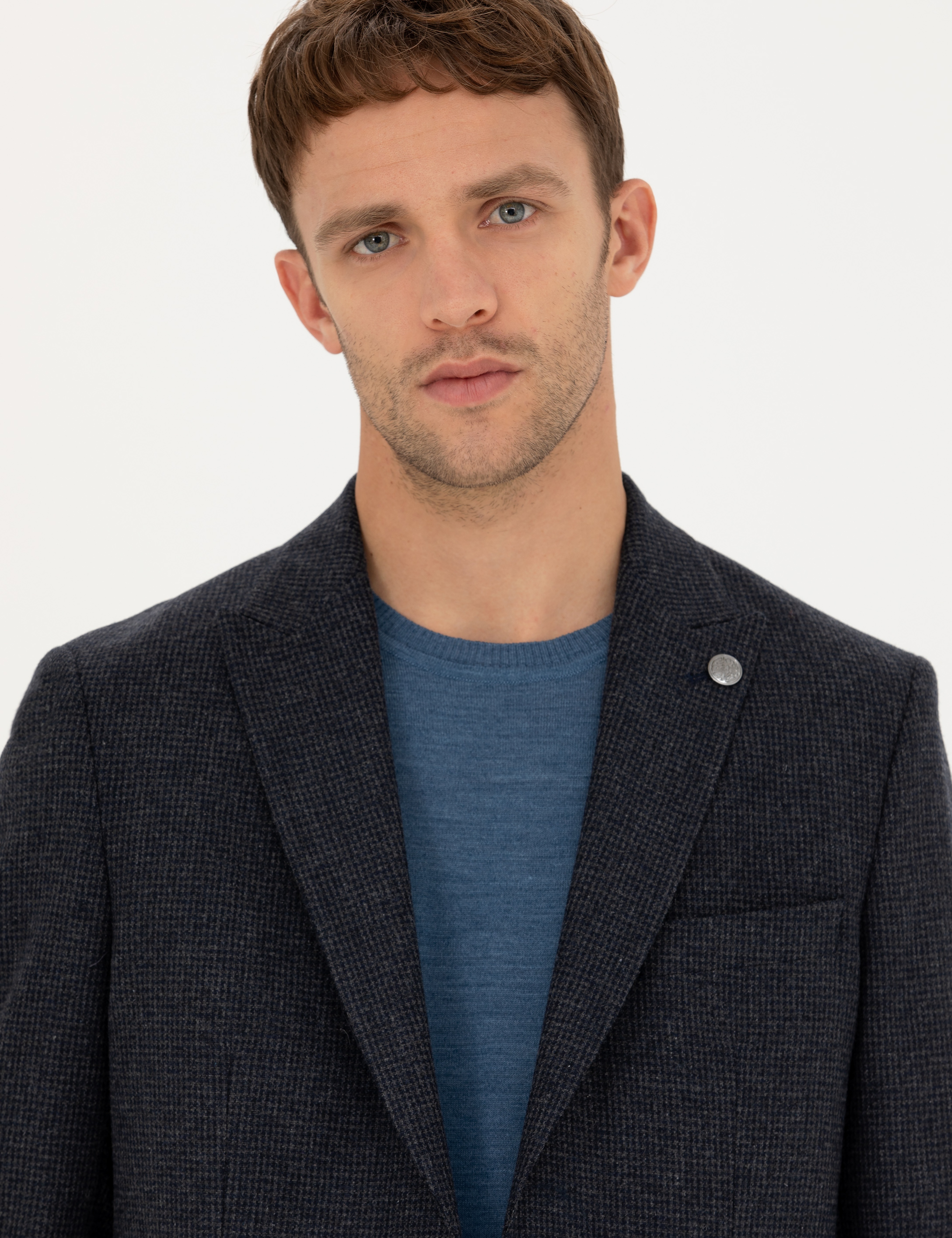 Lacivert Slim Fit Yün Karışımlı Ceket - Image 2