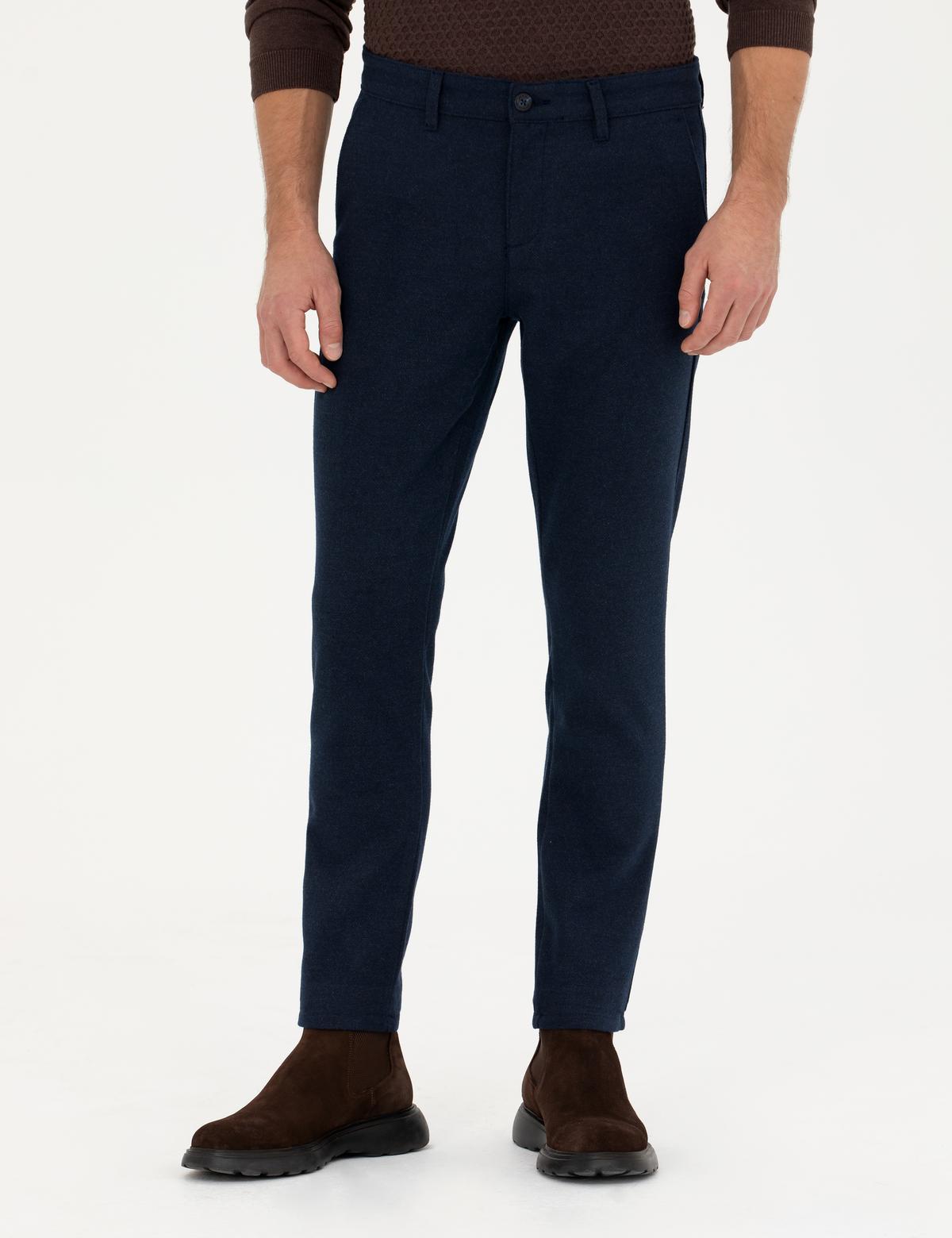 Lacivert Slim Fit Kanvas Pantolon - 50276751047