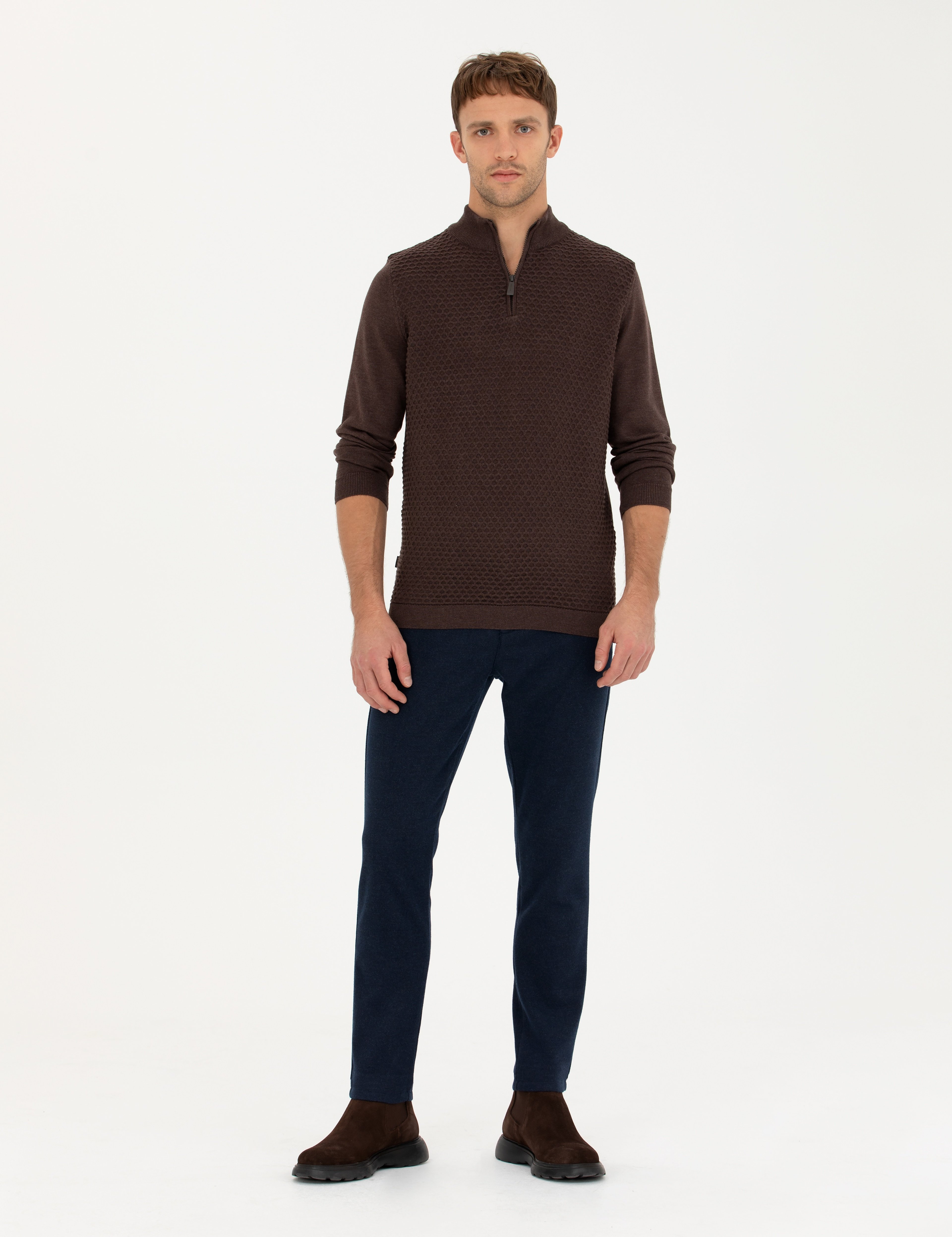 Lacivert Slim Fit Kanvas Pantolon - Image 1
