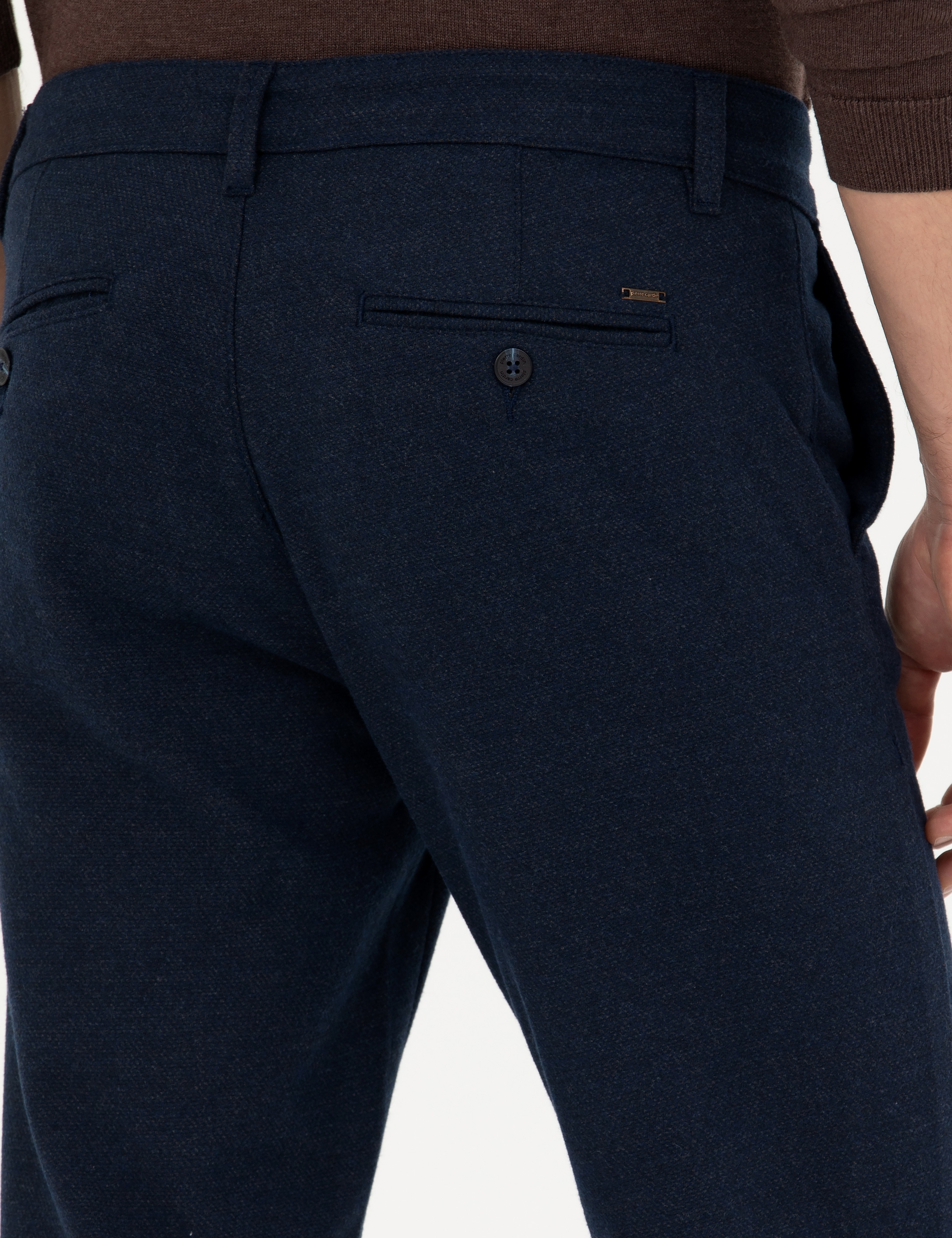 Lacivert Slim Fit Kanvas Pantolon